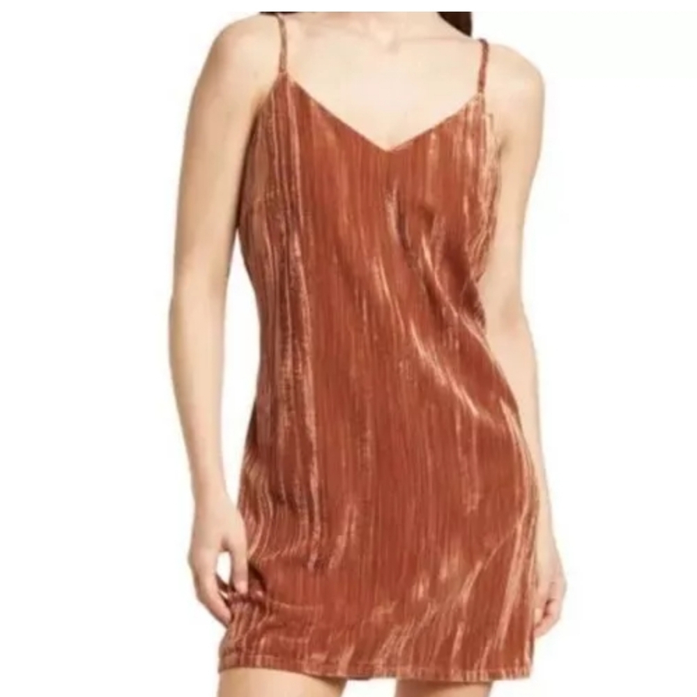 Elodie V-neck Velvet Cami Dress In Clay NWT - S Amber Rust Brown